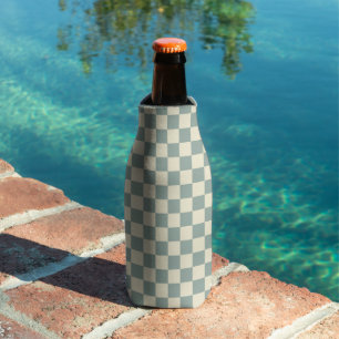 Green and Pale Yellow Chequerboard Bottle Cooler