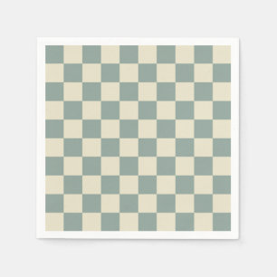 Green and Pale Yellow Chequerboard Napkin