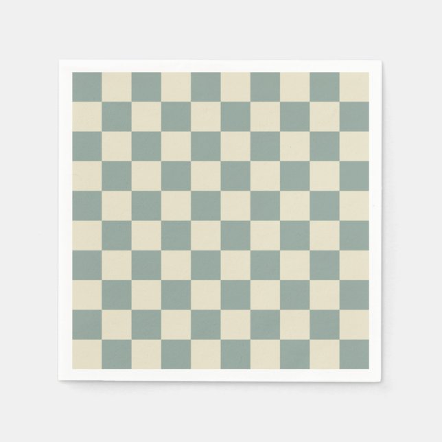 Green and Pale Yellow Chequerboard Napkin (Front)