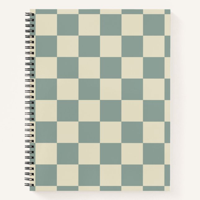 Green and Pale Yellow Chequerboard Notebook (Front)