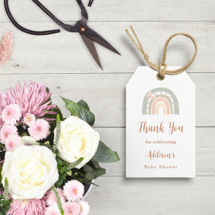 Green and Peach Boho Rainbow Baby Shower Gift Tags