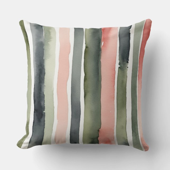 Green and Peach stripes Cushion (Front)