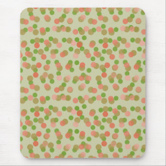 Green and Peachy Pink Polka Dots Mouse Pad