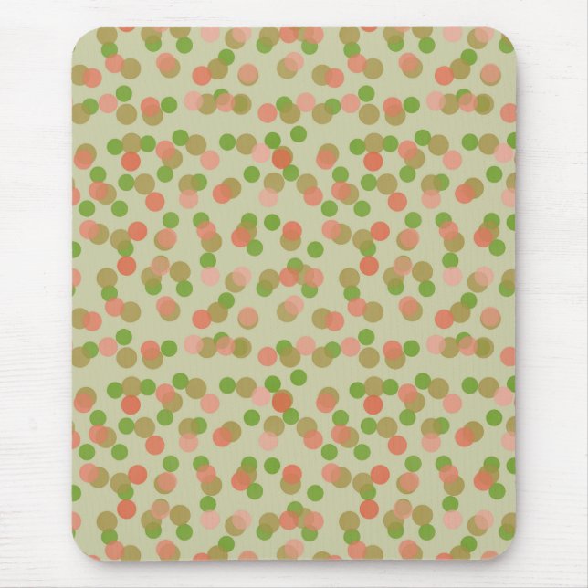 Green and Peachy Pink Polka Dots Mouse Pad (Front)