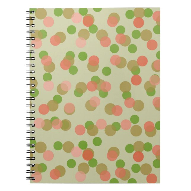 Green and Peachy Pink Polka Dots Notebook (Front)