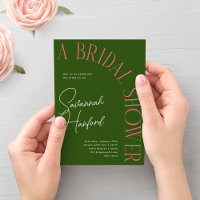 Green and Pink Arched Text Modern Bridal Shower