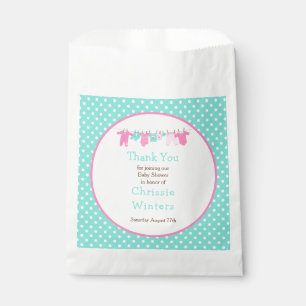 Green and Pink Baby Line Baby Shower Favour Bags