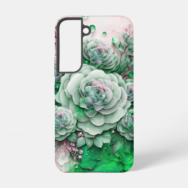 Green and Pink Cactus Succulent Samsung Galaxy S22 Case (Back)