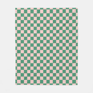 Green and Pink Checkered Pattern Checkerboard Chec Fleece Blanket