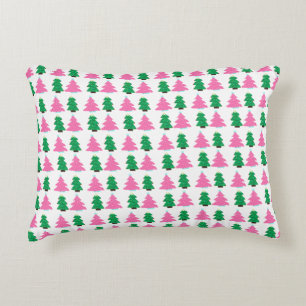 Green and Pink Christmas Trees  Decorative Cushion