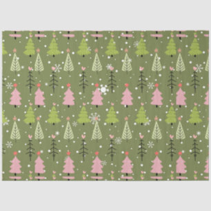Green and Pink Christmas Trees Lights Christmas Tissue Paper
