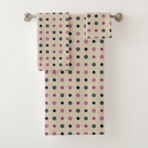 Green and Pink Dots Bath Towel Set