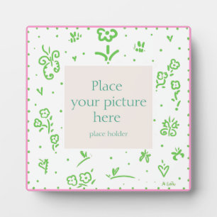 green and pink fleur frame