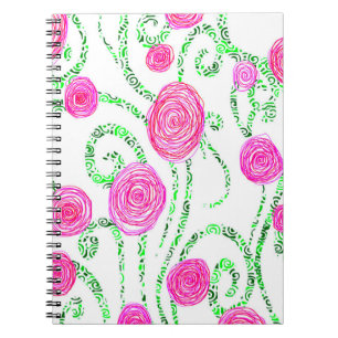 Green and Pink Flower Vines Notebook