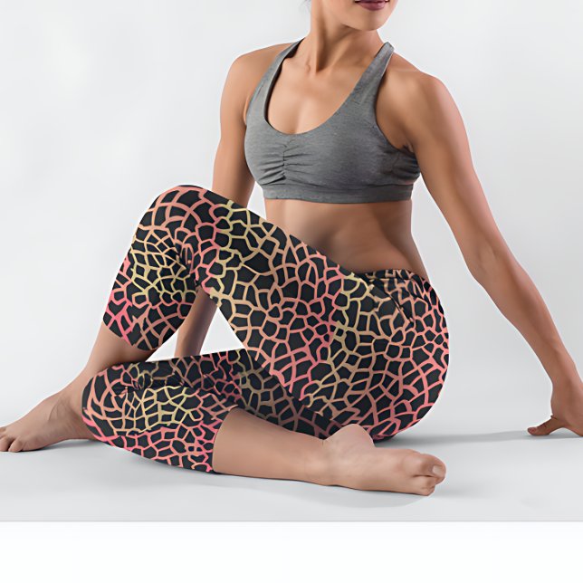 Green and pink Giraffe Safari Print  Leggings (Creator Uploaded)