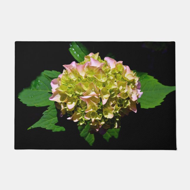 Green and Pink Hydrangea  Doormat (Front)
