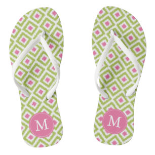 Green and Pink Ikat Pattern Jandals