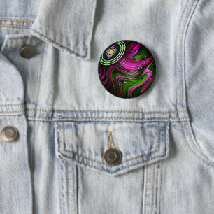 Green And Pink Lawn Bowl, Round Badge