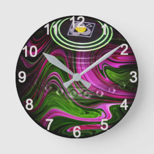 Green And Pink Lawn Bowl, Wall Clock