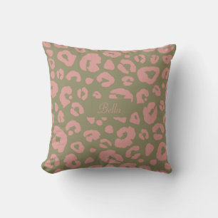 Green and Pink Leopard Pattern Cushion