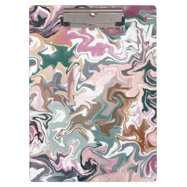 Green and pink liquid acrylic clipboard (Front)