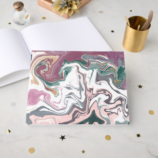 Green and Pink Liquid Acrylic Guest Book | Modern