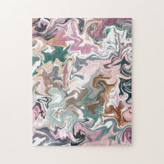 Green and pink liquid acrylic jigsaw puzzle