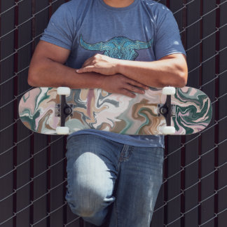 Green and pink liquid acrylic skateboard