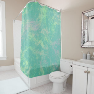 green and pink Marble abstract Shower Curtain