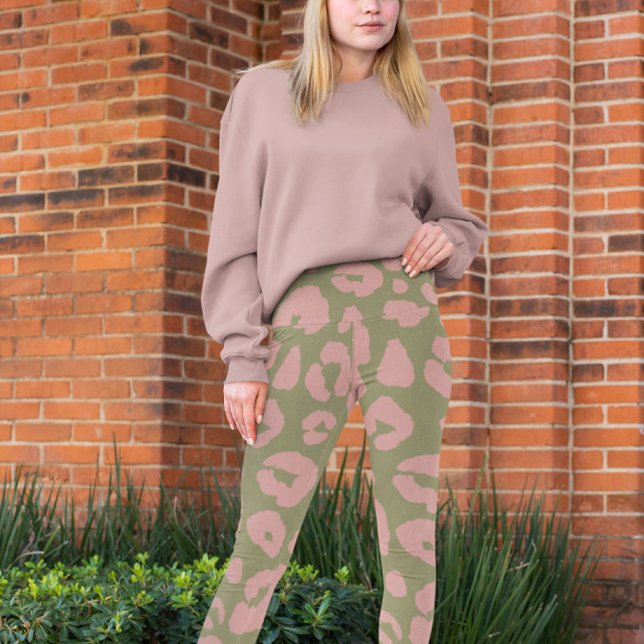 Green and Pink Modern Leopard Pattern Leggings (Creator Uploaded)