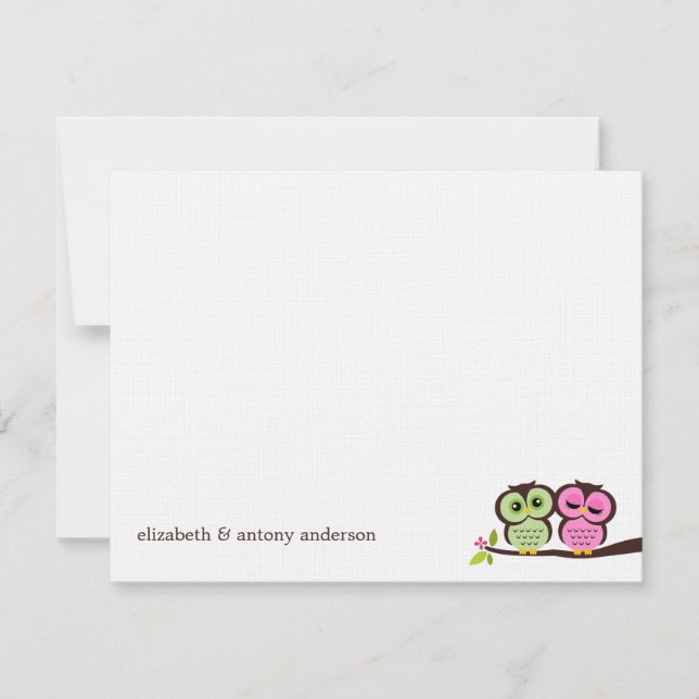 Green and Pink Owls Wedding (Front)