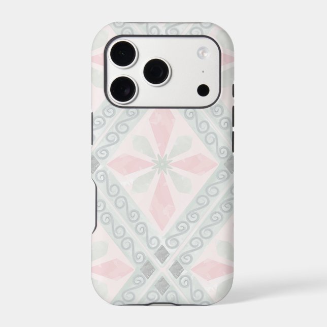 Green and pink pastel diamond pattern (Back)