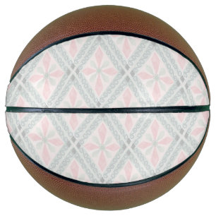 Green and pink pastel diamond pattern basketball