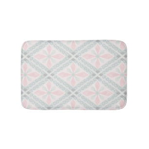 Green and pink pastel diamond pattern bath mat
