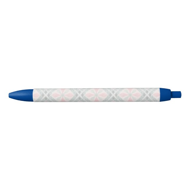 Green and pink pastel diamond pattern black ink pen (Front)