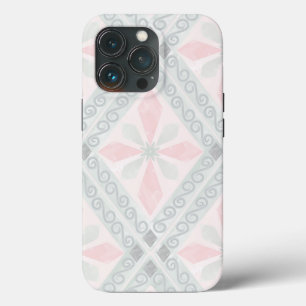 Green and pink pastel diamond pattern iPhone 13 pro case