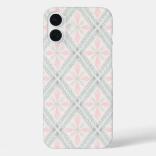 Green and pink pastel diamond pattern iPhone 16 plus case