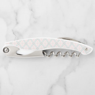 Green and pink pastel diamond pattern corkscrew