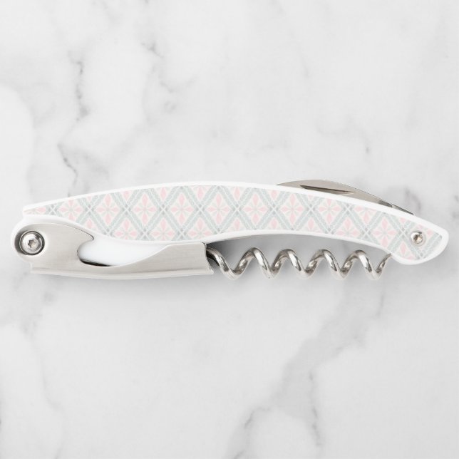 Green and pink pastel diamond pattern corkscrew (Front)
