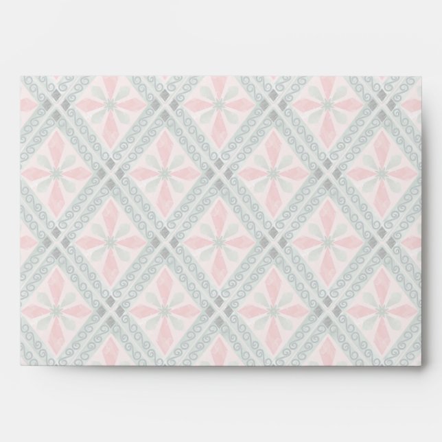 Green and pink pastel diamond pattern envelope (Front)