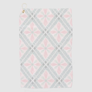 Green and pink pastel diamond pattern golf towel