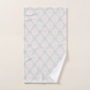 Green and pink pastel diamond pattern hand towel
