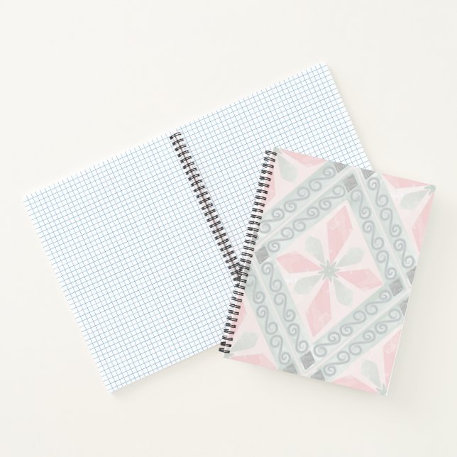 Green and pink pastel diamond pattern notebook (Inside)