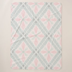 Green and pink pastel diamond pattern sherpa blanket
