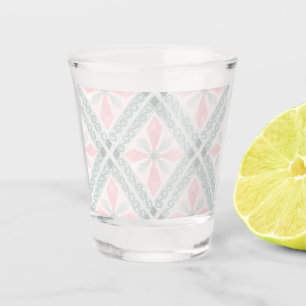 Green and pink pastel diamond pattern shot glass
