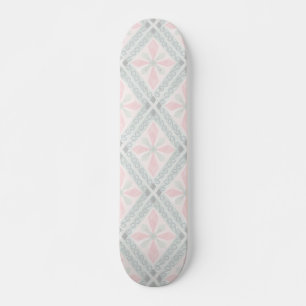 Green and pink pastel diamond pattern skateboard