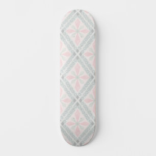 Green and pink pastel diamond pattern skateboard