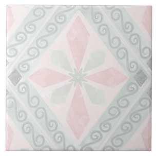 Green and pink pastel diamond pattern tile