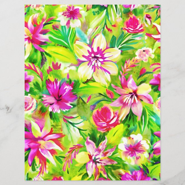 Green and pink pattern scrapbook paper (Front)