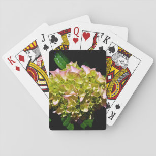 Green and Pink Peony Playing Cards